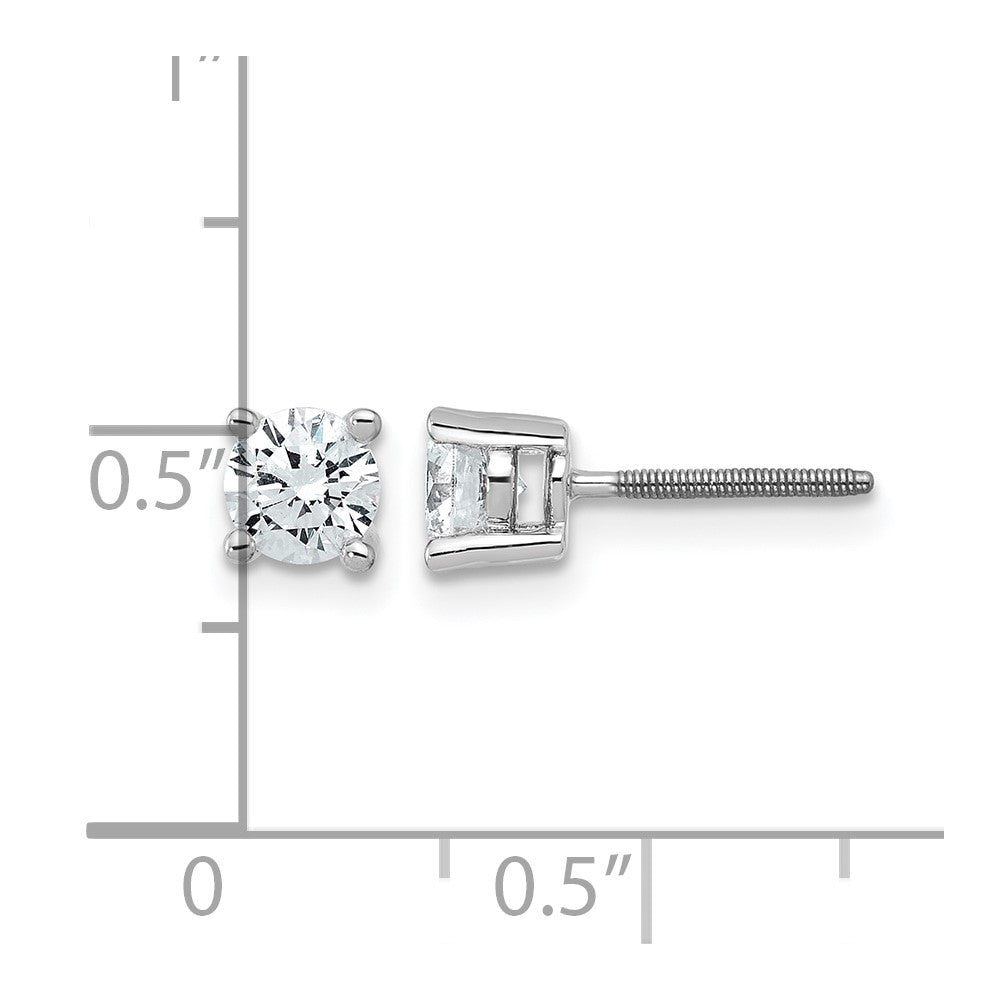 14k White Gold 3/4 ctw Certified Lab Grown Diamond VS/SI+ G+ Round 4 Prong Heavy Wt. Screwback Stud Earrings
