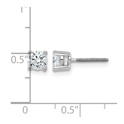14k White Gold 3/4 ctw Certified Lab Grown Diamond VS/SI+ G+ Round 4 Prong Heavy Wt. Screwback Stud Earrings