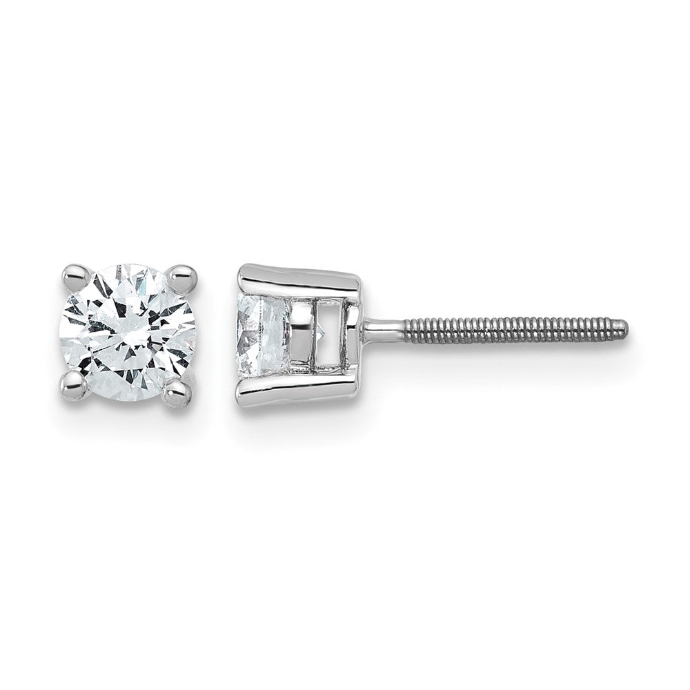 14K White Gold 3/4 Ctw Certified Lab Grown Diamond Vs+ F+ Round 4 Prong Heavy Wt. Screwback Stud Earrings
