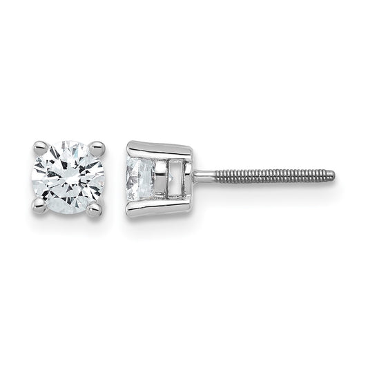 14k White Gold 3/4 ctw Certified Lab Grown Diamond VS/SI+ G+ Round 4 Prong Heavy Wt. Screwback Stud Earrings