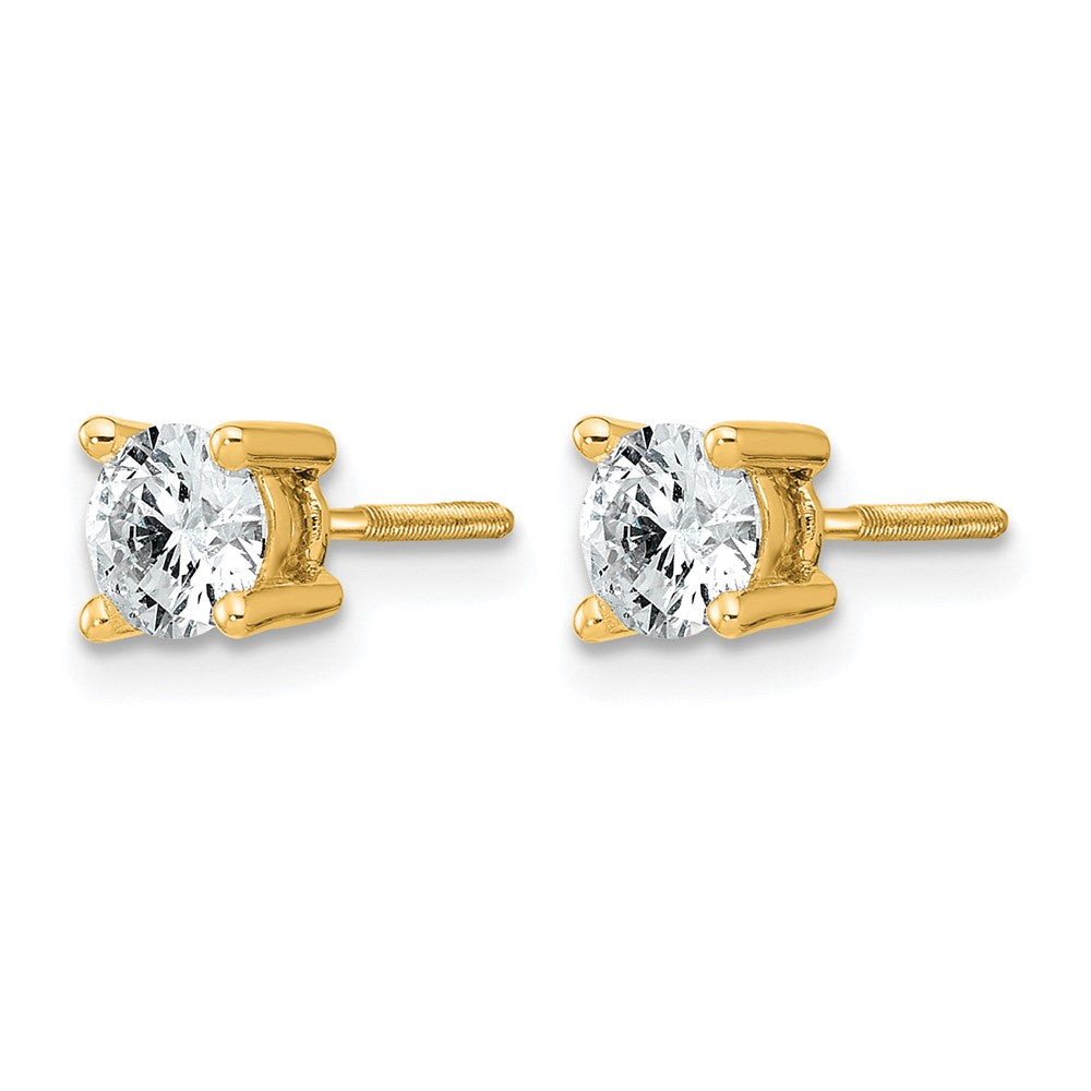 14k Yellow Gold 3/4 ctw Lab Grown Diamond VS/SI+ G+ Round 4 Prong Heavy Wt. Screwback Stud Earrings