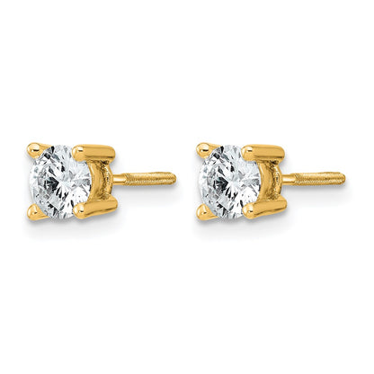 14K Yellow Gold 3/4 Ctw Certified Lab Grown Diamond Vs+ F+ Round 4 Prong Heavy Wt. Screwback Stud Earrings