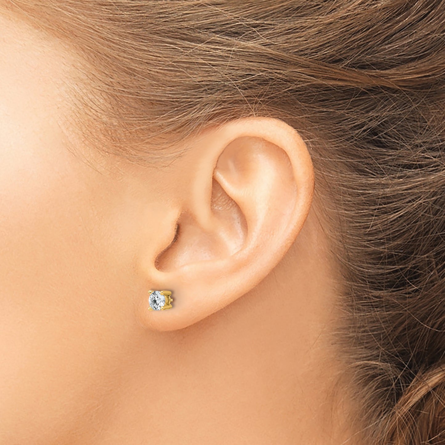 14k Yellow Gold 3/4 ctw Lab Grown Diamond VS/SI+ G+ Round 4 Prong Heavy Wt. Screwback Stud Earrings