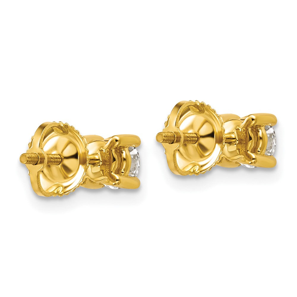 14k Yellow Gold 3/4 ctw Certified Lab Grown Diamond VS/SI+ G+ Round 4 Prong Heavy Wt. Screwback Stud Earrings