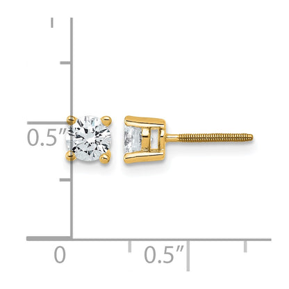 14K Yellow Gold 3/4 Ctw Lab Grown Diamond Vs+ F+ Round 4 Prong Heavy Wt. Screwback Stud Earrings