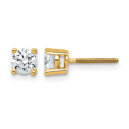 14k Yellow Gold 3/4 ctw Lab Grown Diamond VS/SI+ G+ Round 4 Prong Heavy Wt. Screwback Stud Earrings