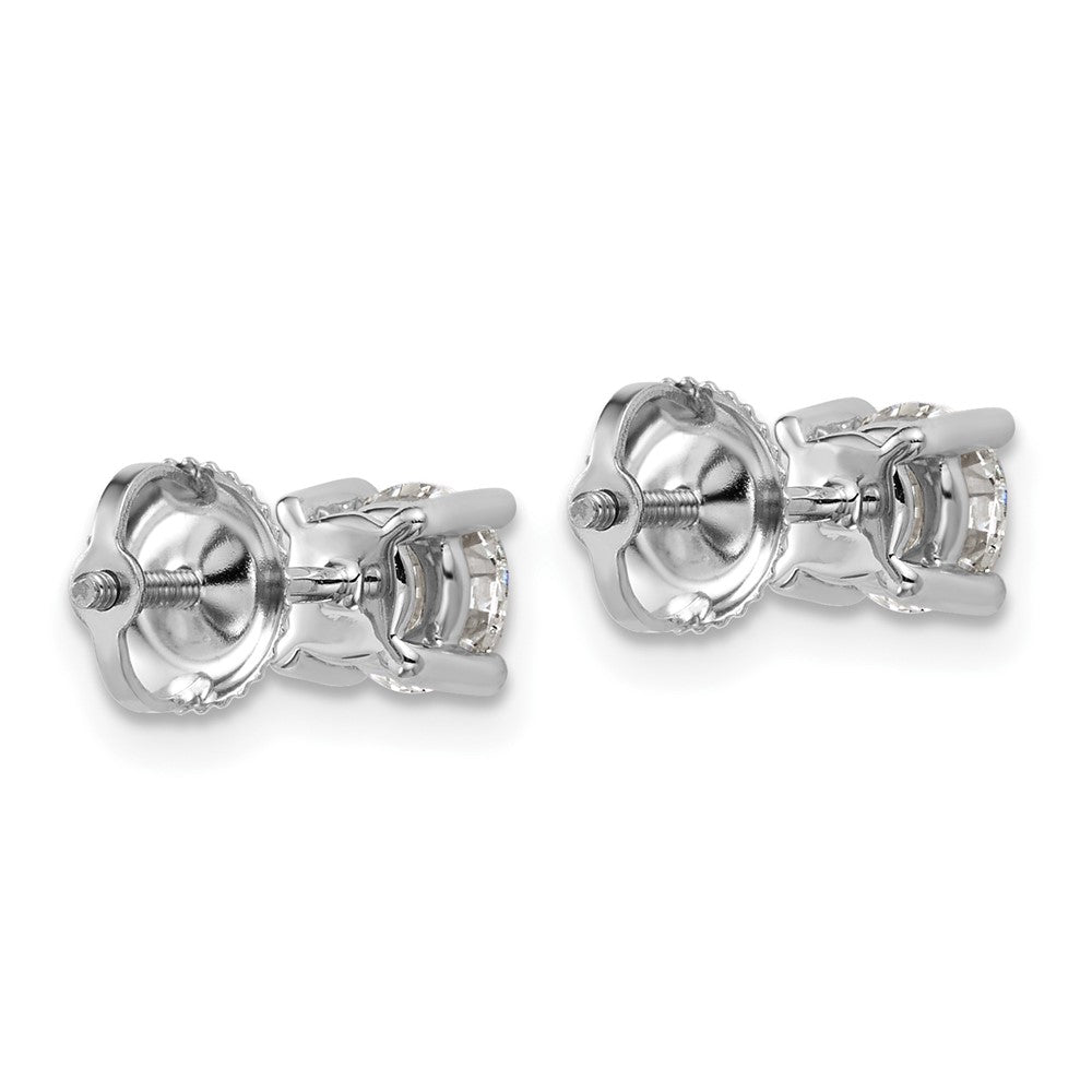 14k White Gold 1 Ct. Lab Grown Diamond VS/SI+ G+ Round Four Prong Screwback Stud Post Earrings