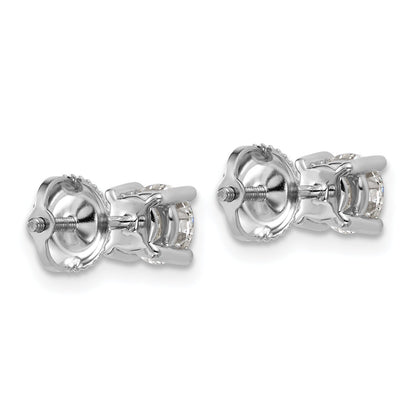 14K White Gold 1 Ctw Lab Grown Diamond Vs+ F+ Round 4 Prong Heavy Wt. Screwback Stud Earrings