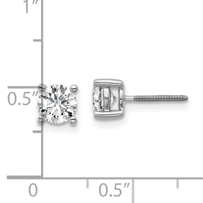14K White Gold 1 Ctw Lab Grown Diamond Vs+ F+ Round 4 Prong Heavy Wt. Screwback Stud Earrings
