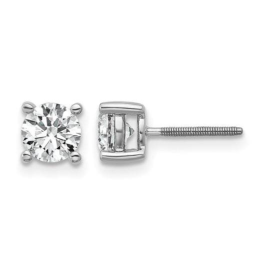 14k White Gold 1 ctw Certified Lab Grown Diamond VS/SI+ G+ Round 4 Prong Heavy Wt. Screwback Stud Earrings