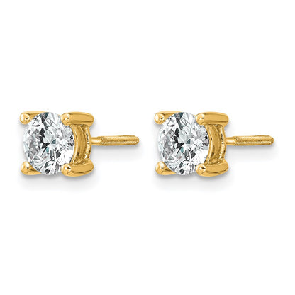 14K Yellow Gold 1 Ctw Certified Lab Grown Diamond Vs+ F+ Round 4 Prong Heavy Wt. Screwback Stud Earrings