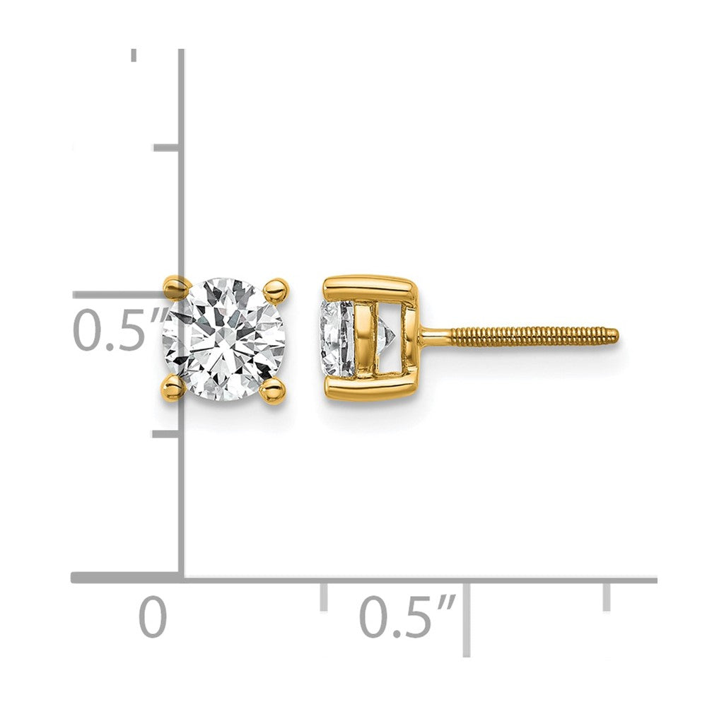 14k Yellow Gold 1 ctw Certified Lab Grown Diamond VS/SI+ G+ Round 4 Prong Heavy Wt. Screwback Stud Earrings