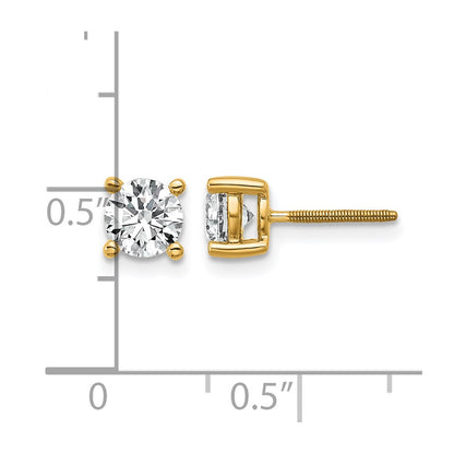 14k Yellow Gold 1 ctw Certified Lab Grown Diamond VS/SI+ G+ Round 4 Prong Heavy Wt. Screwback Stud Earrings