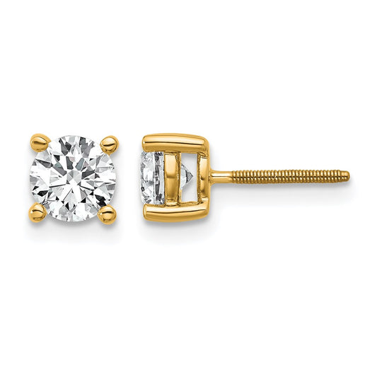 14k Yellow Gold 1 ctw Lab Grown Diamond VS/SI+ G+ Round 4 Prong Heavy Wt. Screwback Stud Earrings