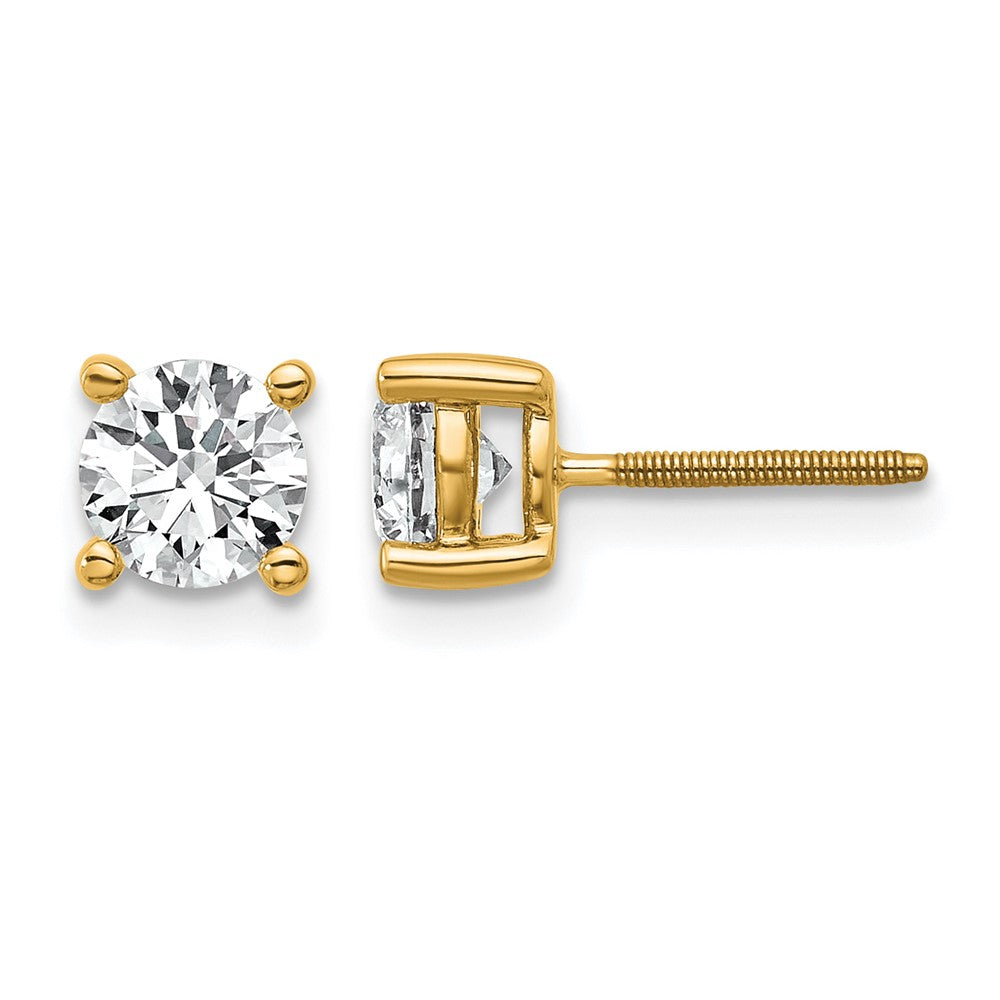 14k Yellow Gold 1 ctw Certified Lab Grown Diamond VS/SI+ G+ Round 4 Prong Heavy Wt. Screwback Stud Earrings
