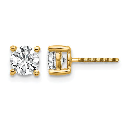 14k Yellow Gold 1 ctw Certified Lab Grown Diamond VS/SI+ G+ Round 4 Prong Heavy Wt. Screwback Stud Earrings
