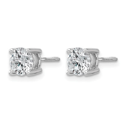 14K White Gold 1 1/2 Ctw Certified Lab Grown Diamond Vs+ F+ Round 4 Prong Heavy Wt. Screwback Stud Earrings