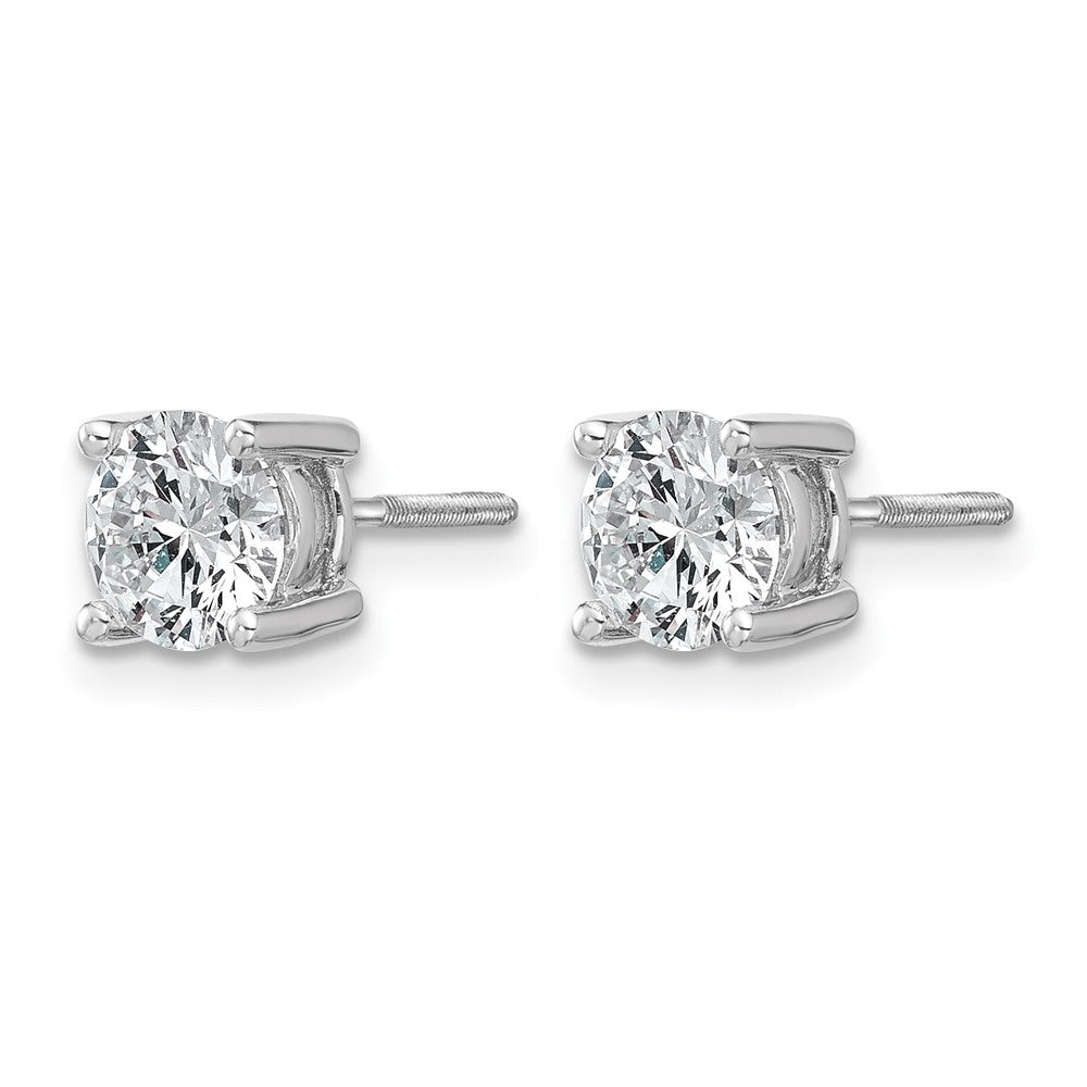 14k White Gold 1 1/2 ctw Certified Lab Grown Diamond VS/SI+ G+ Round 4 Prong Heavy Wt. Screwback Stud Earrings