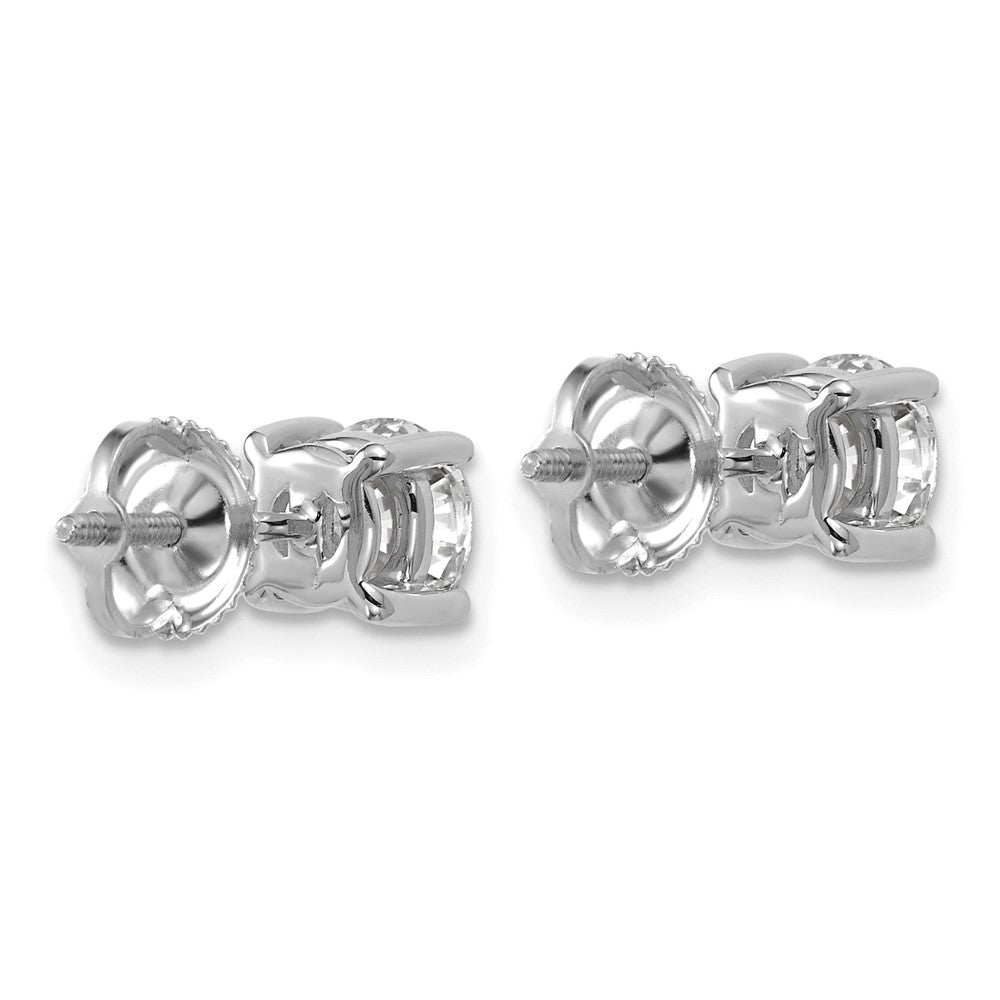 14k White Gold 1 1/2 Ct. Certified Lab Grown Diamond VS+ F+ Round Four Prong Screwback Stud Post Earrings
