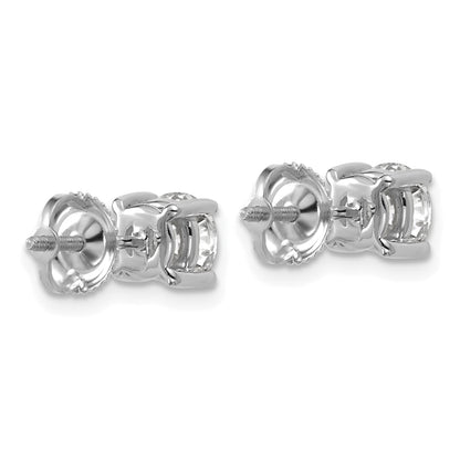 14K White Gold 1 1/2 Ctw Lab Grown Diamond Vs+ F+ Round 4 Prong Heavy Wt. Screwback Stud Earrings