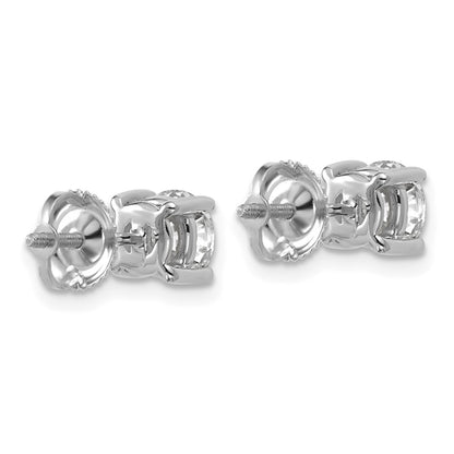 14K White Gold 1 1/2 Ctw Certified Lab Grown Diamond Vs+ F+ Round 4 Prong Heavy Wt. Screwback Stud Earrings