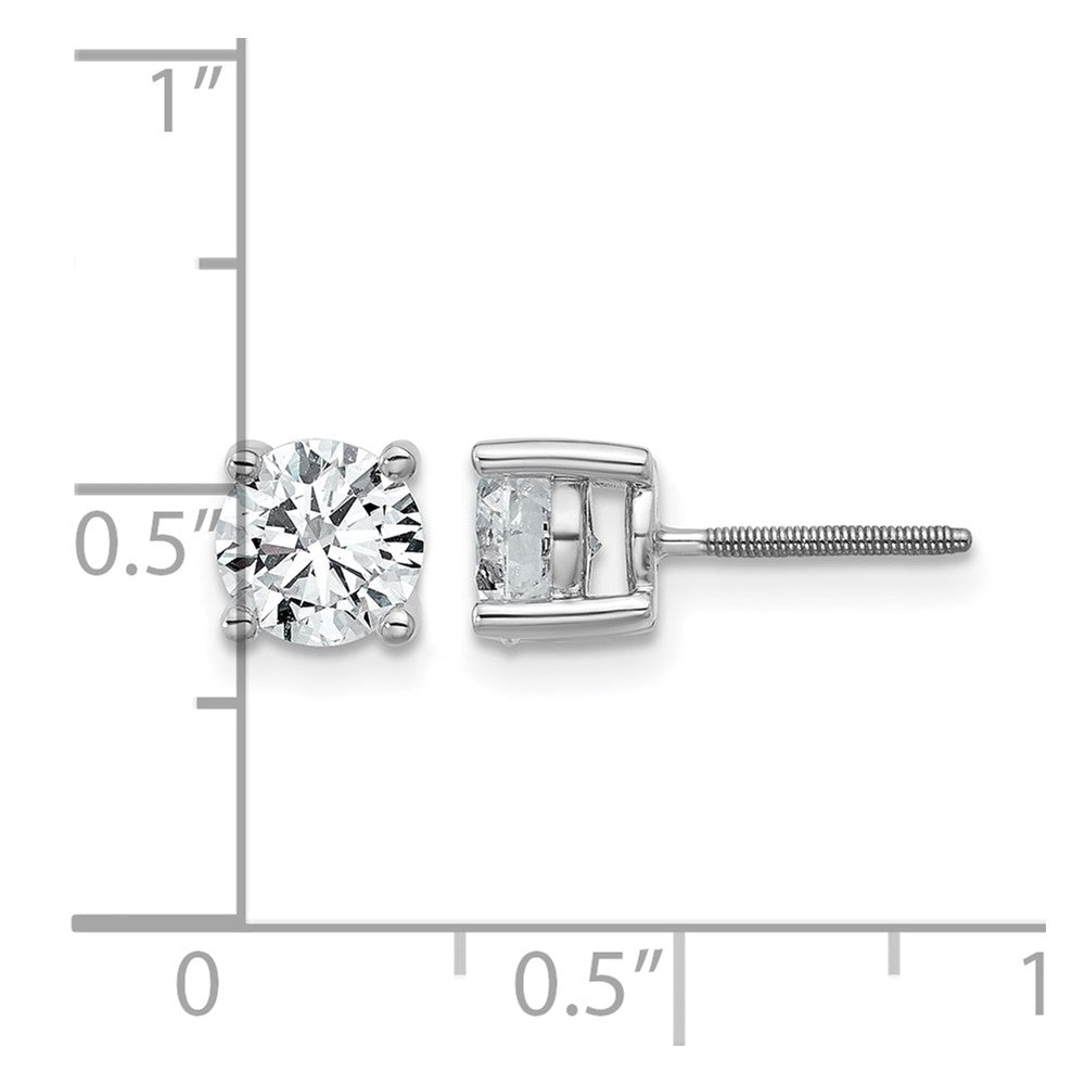 14k White Gold 1 1/2 ctw Certified Lab Grown Diamond VS/SI+ G+ Round 4 Prong Heavy Wt. Screwback Stud Earrings