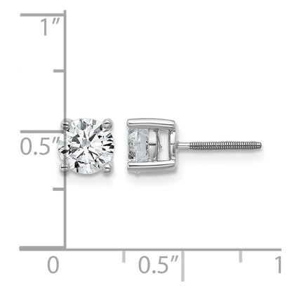 14k White Gold 1 1/2 ctw Certified Lab Grown Diamond VS/SI+ G+ Round 4 Prong Heavy Wt. Screwback Stud Earrings