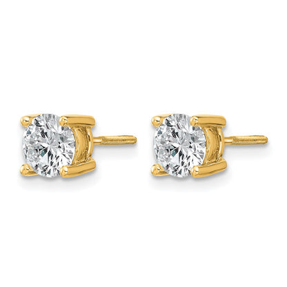 14K Yellow Gold 1 1/2 Ctw Certified Lab Grown Diamond Vs+ F+ Round 4 Prong Heavy Wt. Screwback Stud Earrings