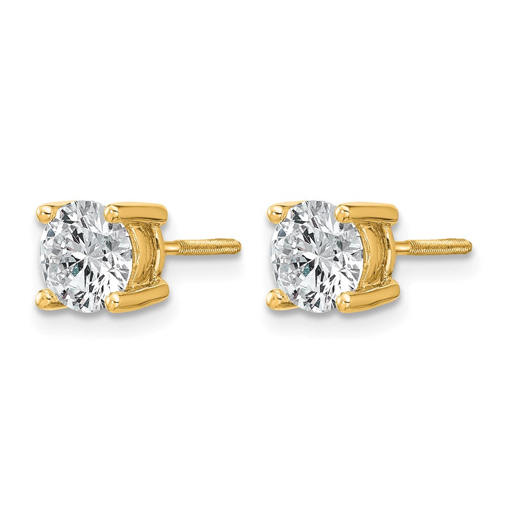 14k Yellow Gold 1 1/2 ctw Lab Grown Diamond VS/SI+ G+ Round 4 Prong Heavy Wt. Screwback Stud Earrings