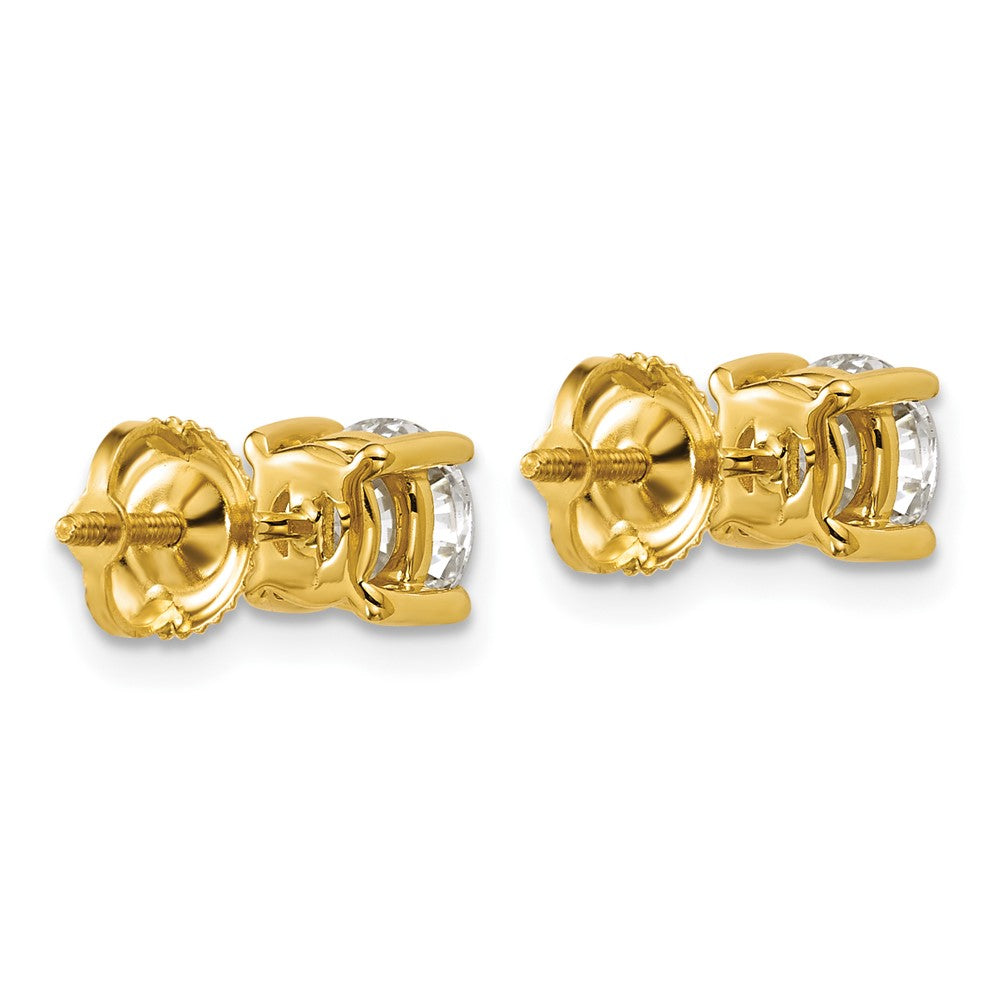 14k Yellow Gold 1 1/2 ctw Certified Lab Grown Diamond VS/SI+ G+ Round 4 Prong Heavy Wt. Screwback Stud Earrings