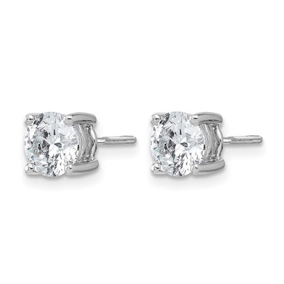14k White Gold 2 ctw Lab Grown Diamond VS/SI+ G+ Round 4 Prong Heavy Wt. Screwback Stud Earrings