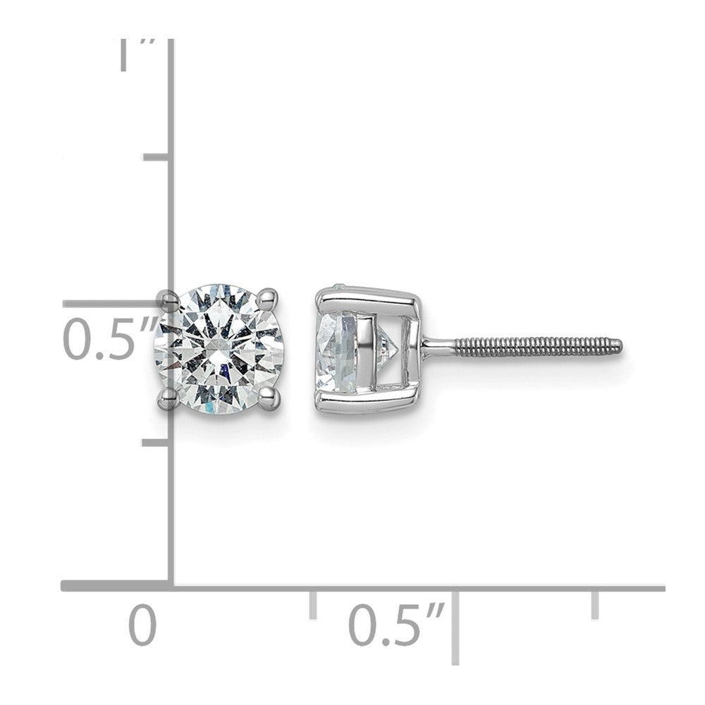 14K White Gold 2 Ctw Lab Grown Diamond Vs+ F+ Round 4 Prong Heavy Wt. Screwback Stud Earrings