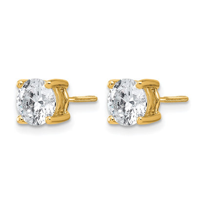 14k Yellow Gold 2 ctw Lab Grown Diamond VS/SI+ G+ Round 4 Prong Heavy Wt. Screwback Stud Earrings
