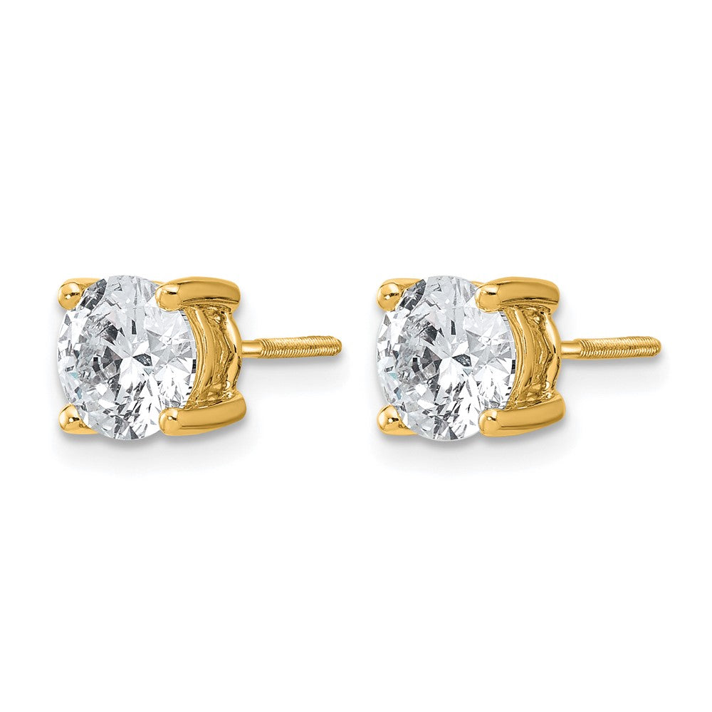 14k Yellow Gold 3 ctw Lab Grown Diamond VS/SI+ G+ Round 4 Prong Heavy Wt. Screwback Stud Earrings