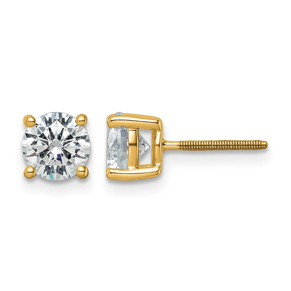 14k Yellow Gold 3 ctw Lab Grown Diamond VS/SI+ G+ Round 4 Prong Heavy Wt. Screwback Stud Earrings