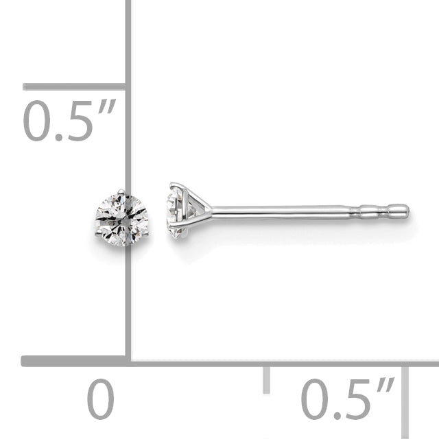 14K White Gold 1/10 Ctw Lab Grown Diamond Vs+ F+ Round 3 Prong Heavy Wt. Stud Earrings