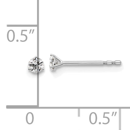 14K White Gold 1/10 Ctw Lab Grown Diamond Vs+ F+ Round 3 Prong Heavy Wt. Stud Earrings