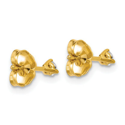 14K Yellow Gold 1/6 Ctw Lab Grown Diamond Vs+ F+ Round 3 Prong Heavy Wt. Stud Earrings