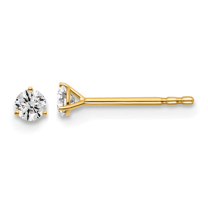 14k Yellow Gold 1/6 ctw Lab Grown Diamond VS/SI+ G+ Round 3 Prong Heavy Wt. Stud Earrings