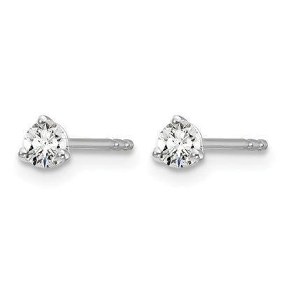 14K White Gold 1/5 Ctw Lab Grown Diamond Vs+ F+ Round 3 Prong Heavy Wt. Stud Earrings