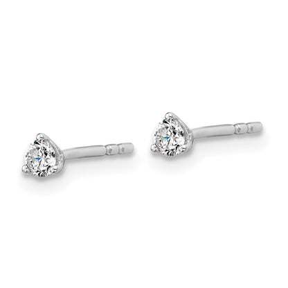 14K White Gold 1/5 Ctw Lab Grown Diamond Vs+ F+ Round 3 Prong Heavy Wt. Stud Earrings