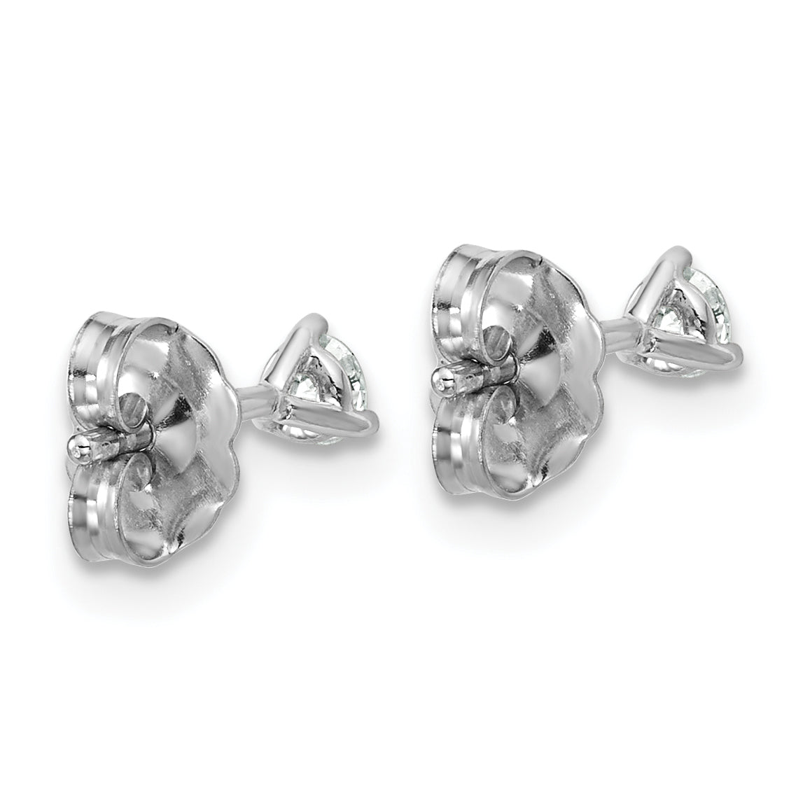 14K White Gold 1/5 Ctw Lab Grown Diamond Vs+ F+ Round 3 Prong Heavy Wt. Stud Earrings