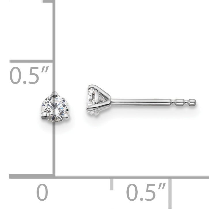 14K White Gold 1/5 Ctw Lab Grown Diamond Vs+ F+ Round 3 Prong Heavy Wt. Stud Earrings