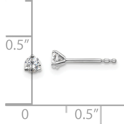 14K White Gold 1/5 Ctw Lab Grown Diamond Vs+ F+ Round 3 Prong Heavy Wt. Stud Earrings