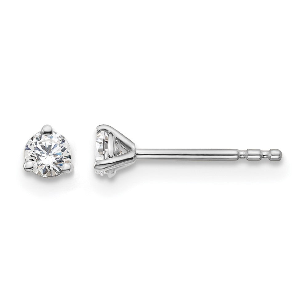 14K White Gold 1/5 Ctw Certified Lab Grown Diamond Vs+ F+ Round 3 Prong Heavy Wt. Stud Earrings