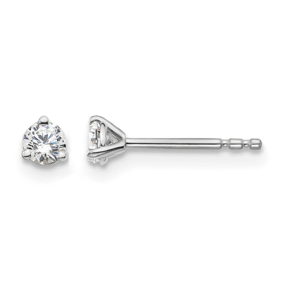 14k White Gold 1/5 Ct. Certified Lab Grown Diamond VS/SI+ G+ Round Three Prong Stud Post Earrings