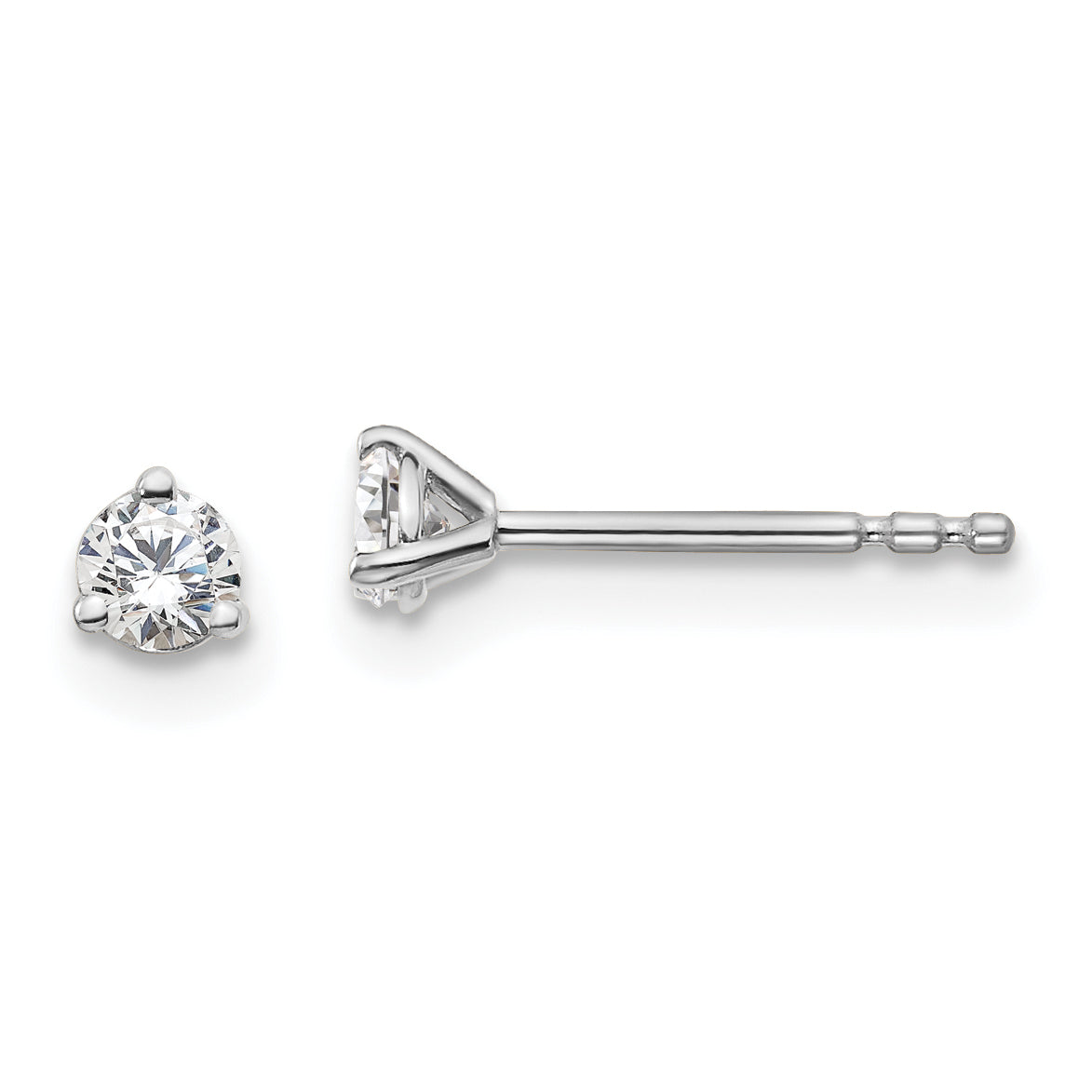 14K White Gold 1/5 Ctw Lab Grown Diamond Vs+ F+ Round 3 Prong Heavy Wt. Stud Earrings