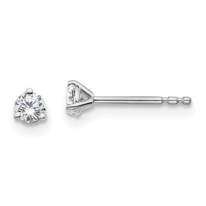 14K White Gold 1/5 Ctw Lab Grown Diamond Vs+ F+ Round 3 Prong Heavy Wt. Stud Earrings