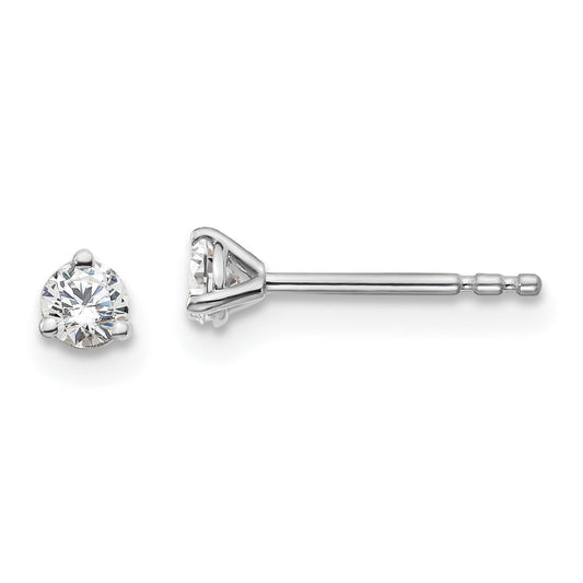 14K White Gold 1/5 Ctw Lab Grown Diamond Vs+ F+ Round 3 Prong Heavy Wt. Stud Earrings