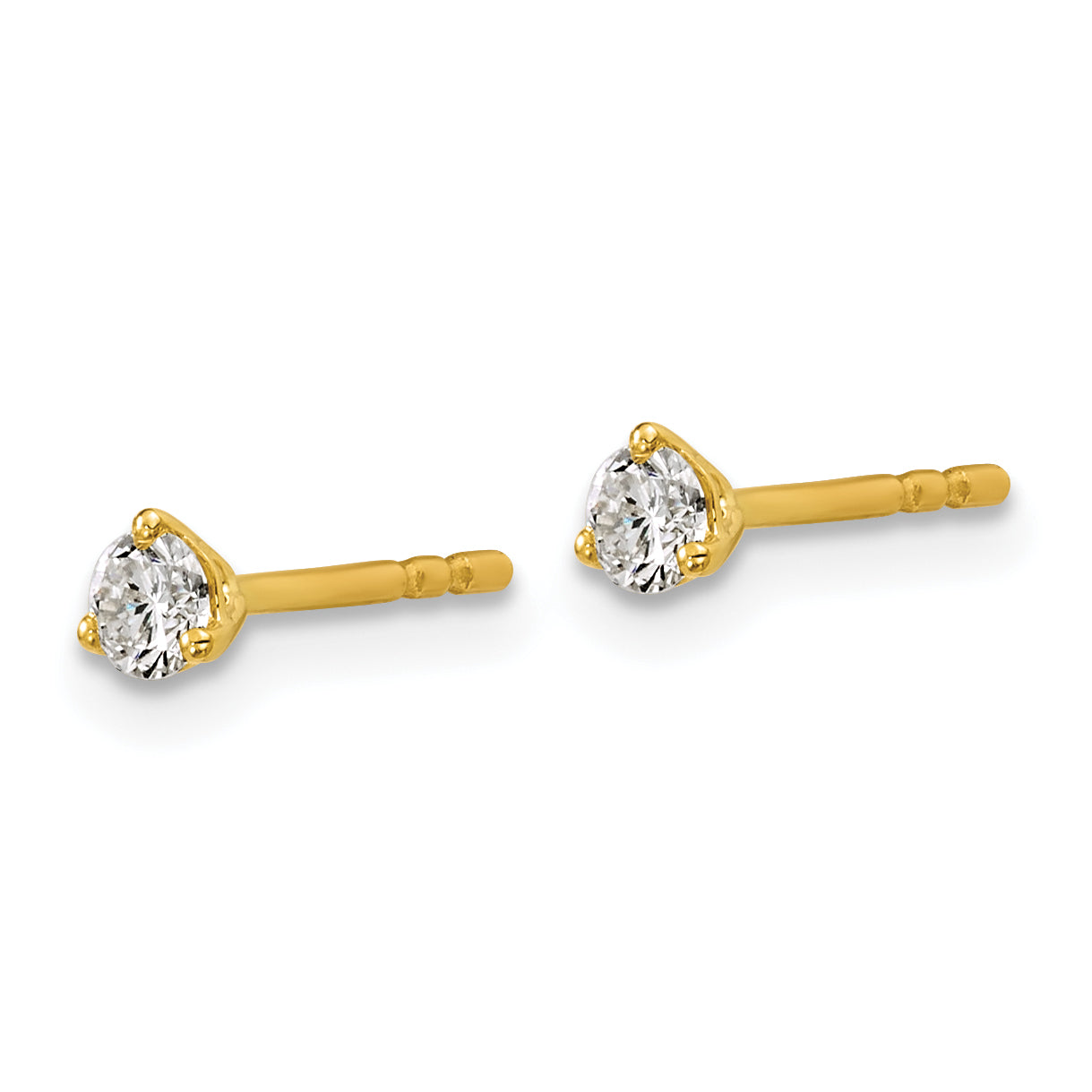 14K Yellow Gold 1/5 Ctw Certified Lab Grown Diamond Vs+ F+ Round 3 Prong Heavy Wt. Stud Earrings